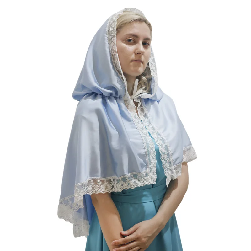 AliExpress cross-border new style satin lace shawl strap hat Russian decorative prayer headscarf manufacturer wholesale