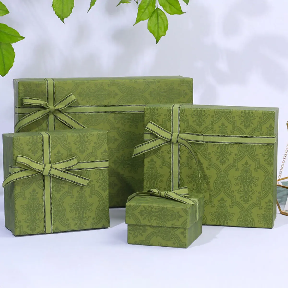 

Green Texture Pattern Gift Box Elegant Presents Jewelry Comestic Packaging Case Container for Valentine's Mother's Day Festival