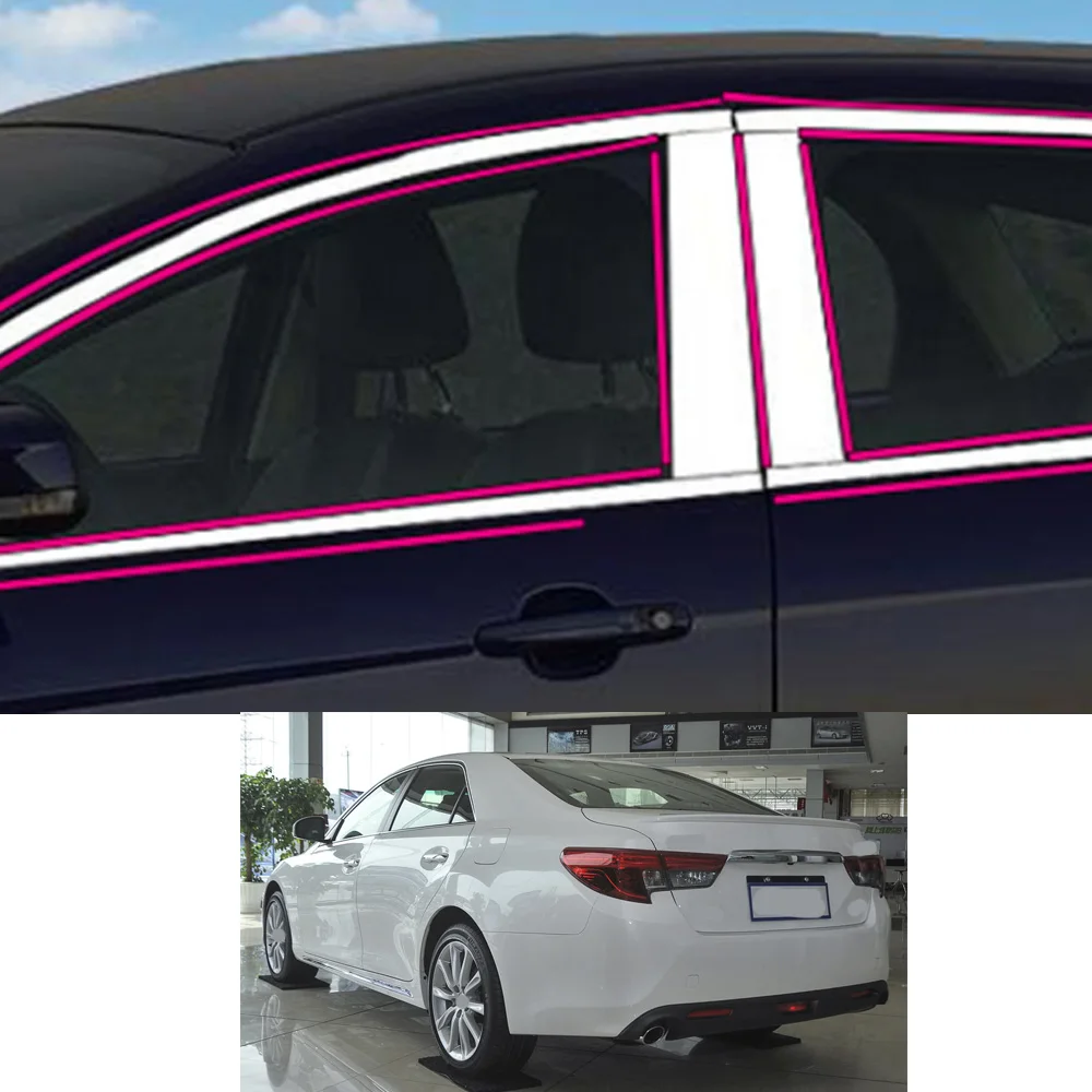 

For Toyota Reiz MARK X 2010 2011 2012 2013 2014 2015 2016 2017 Car Sticker Garnish Pillar Window Middle Strip Trim Frame
