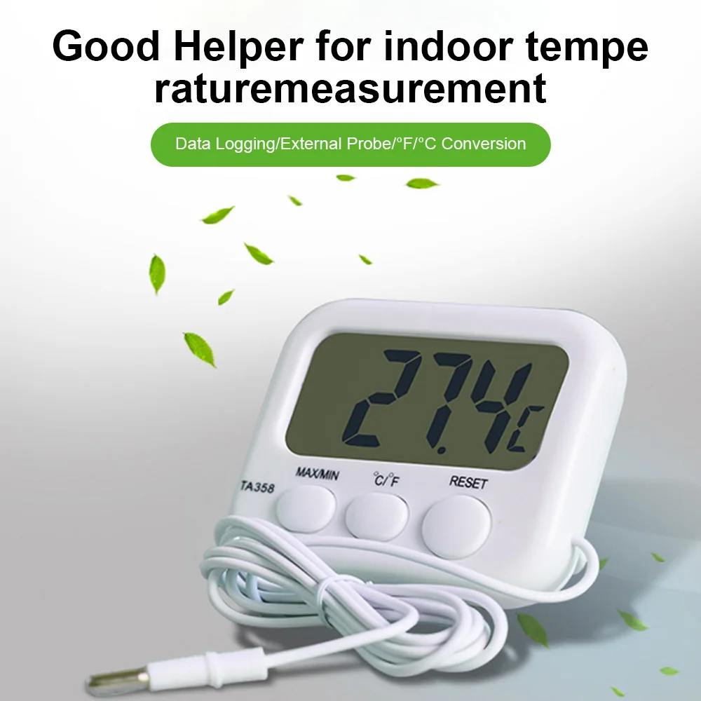 Mini LCD Digital Thermometer With Probe Sensor Swimming Pool Refrigerator Water Tank With Cable 1.5M