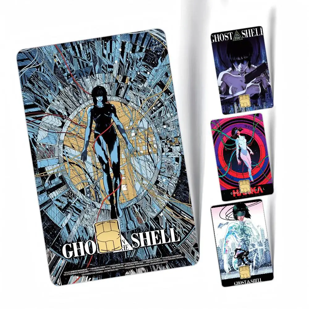 Anime G-Ghost In The Shell Cool 4 Stück 1 Set Kredit- und Debitkarten-Aufkleber, Aufkleber-Dekoration, wasserfest, kleiner Chip-Karten-Skin-Aufkleber