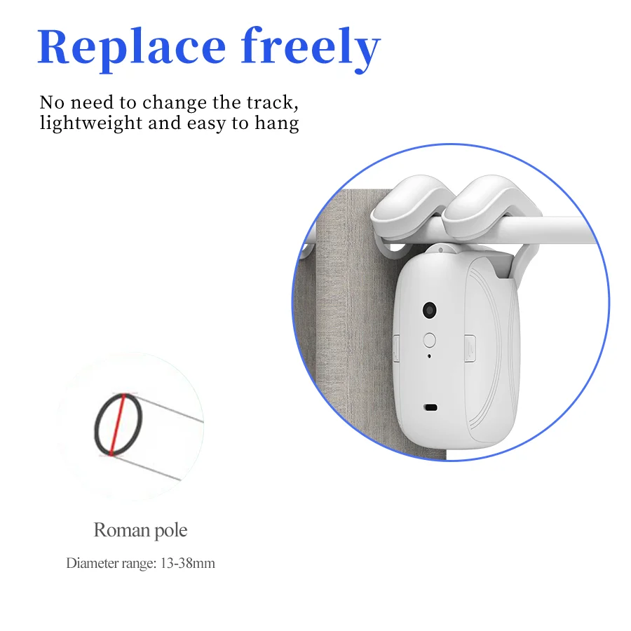 Smart Home Curtains with Remote Button Control Electric Automatic Curtain Motor Automatic Curtain Opener, Quiet Operation