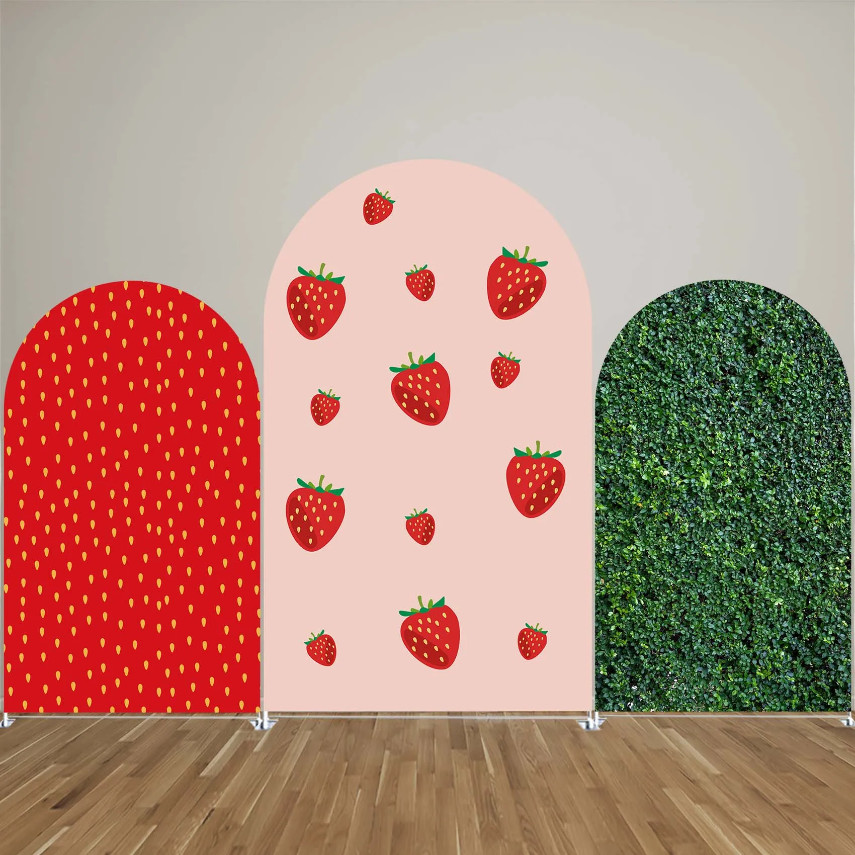 

Strawberry Arch Stand Cover ,Pink Arched Backdrop Cover, Girls Birthday Baby Shower Party Decor,Double-sides-Elasticity-Washable