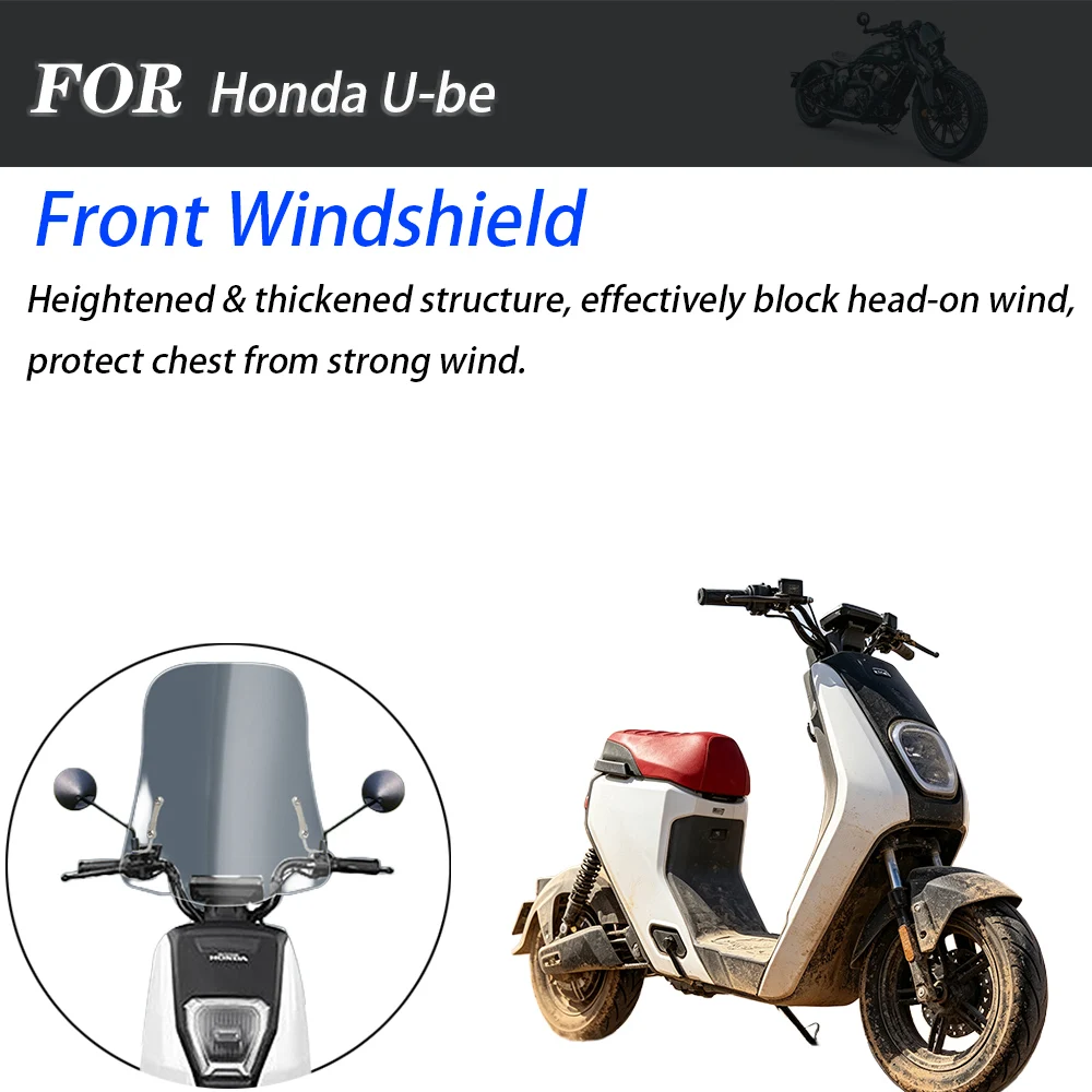 For Honda U‑be Electric Scooter Modified Front Windscreen, Clear Chest‑Protection Rainproof Wind Deflector Panel Mod Parts