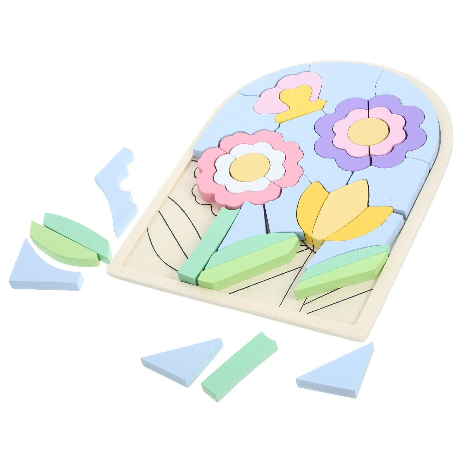 

1Set 3D Puzzle Flower Kids Color Cognition Educational Early Learning Wooden Puzzle Safe Toddlers Gift for Brain Development and