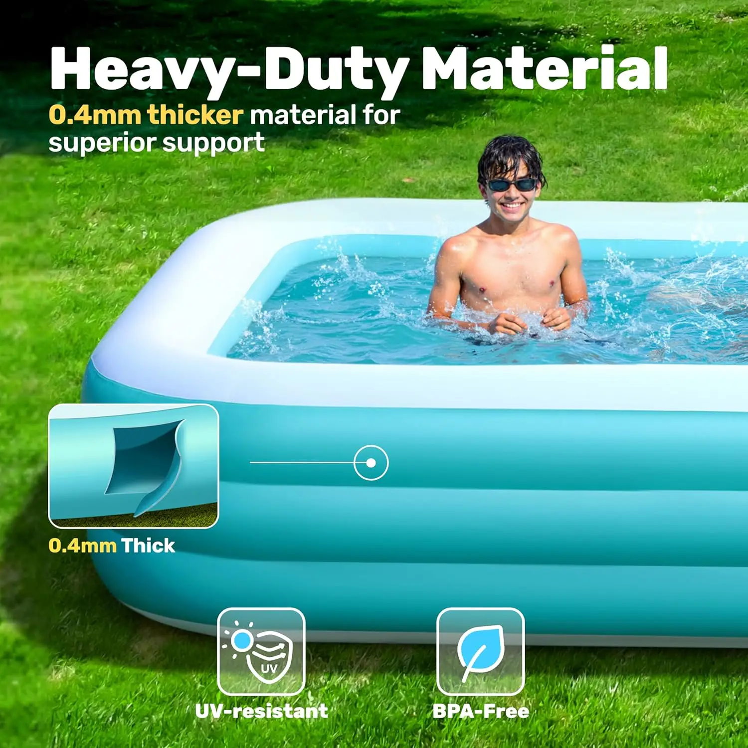 Inflatable Pool for Adults with Seats, 120
