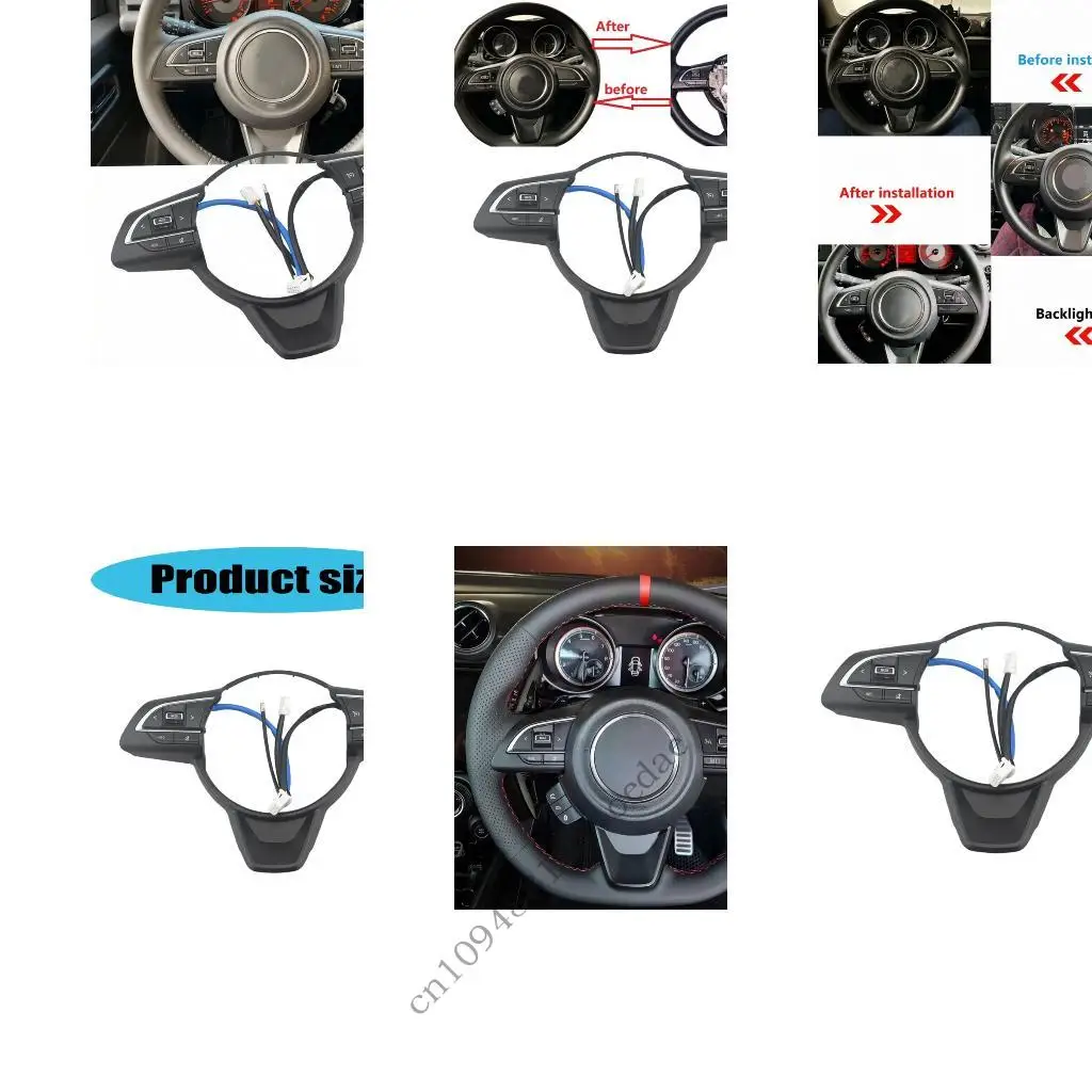 Steering Wheel Button Repair Assembly Set with Rear Structure, Separate Button Panel Layout, and Black ABS Housing for Interior