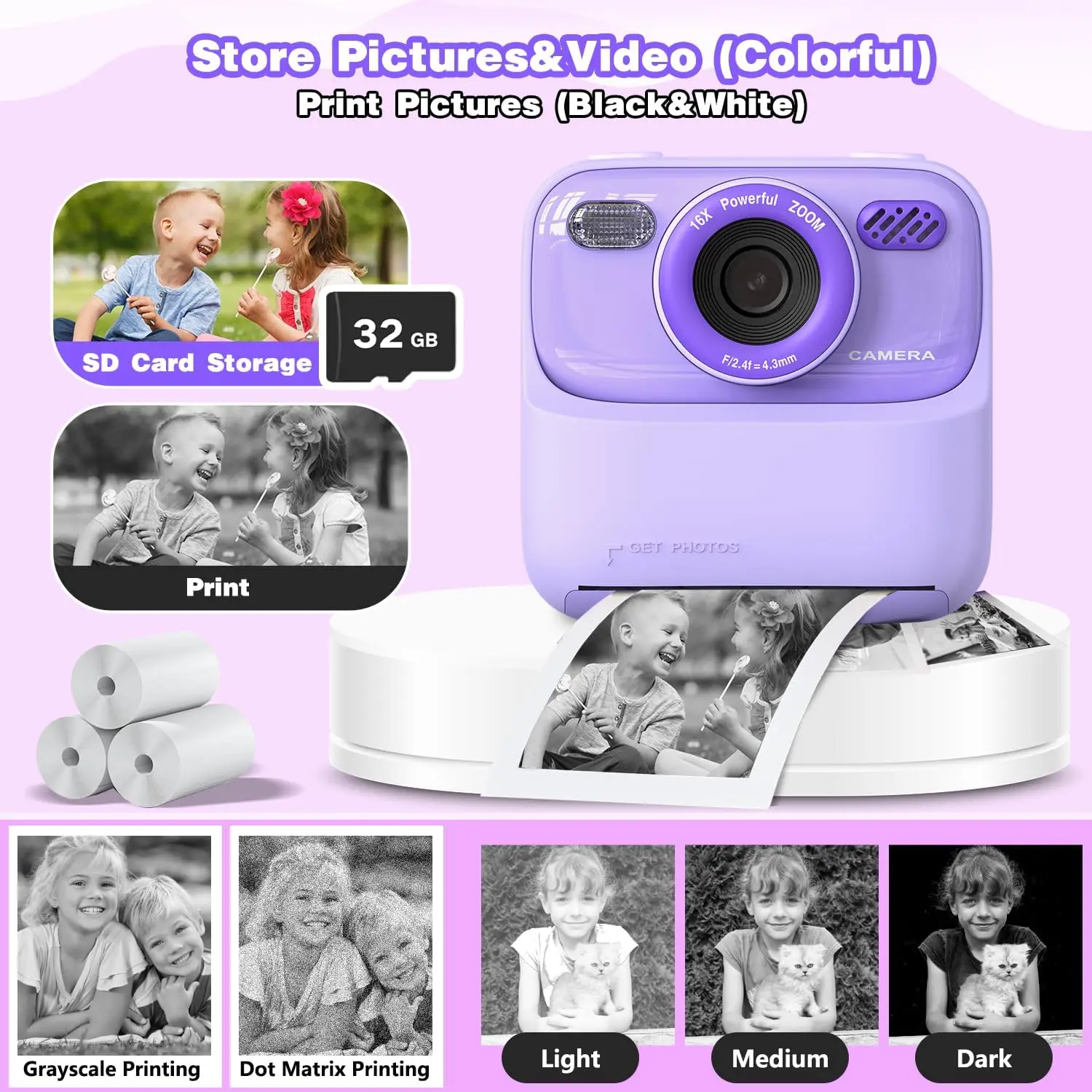 Kids Smart Instant Camera 1080P HD Dual Lens Digital Camera Gifts for Children 3-12 years Best Christmas Birthday Toys Gift 2025