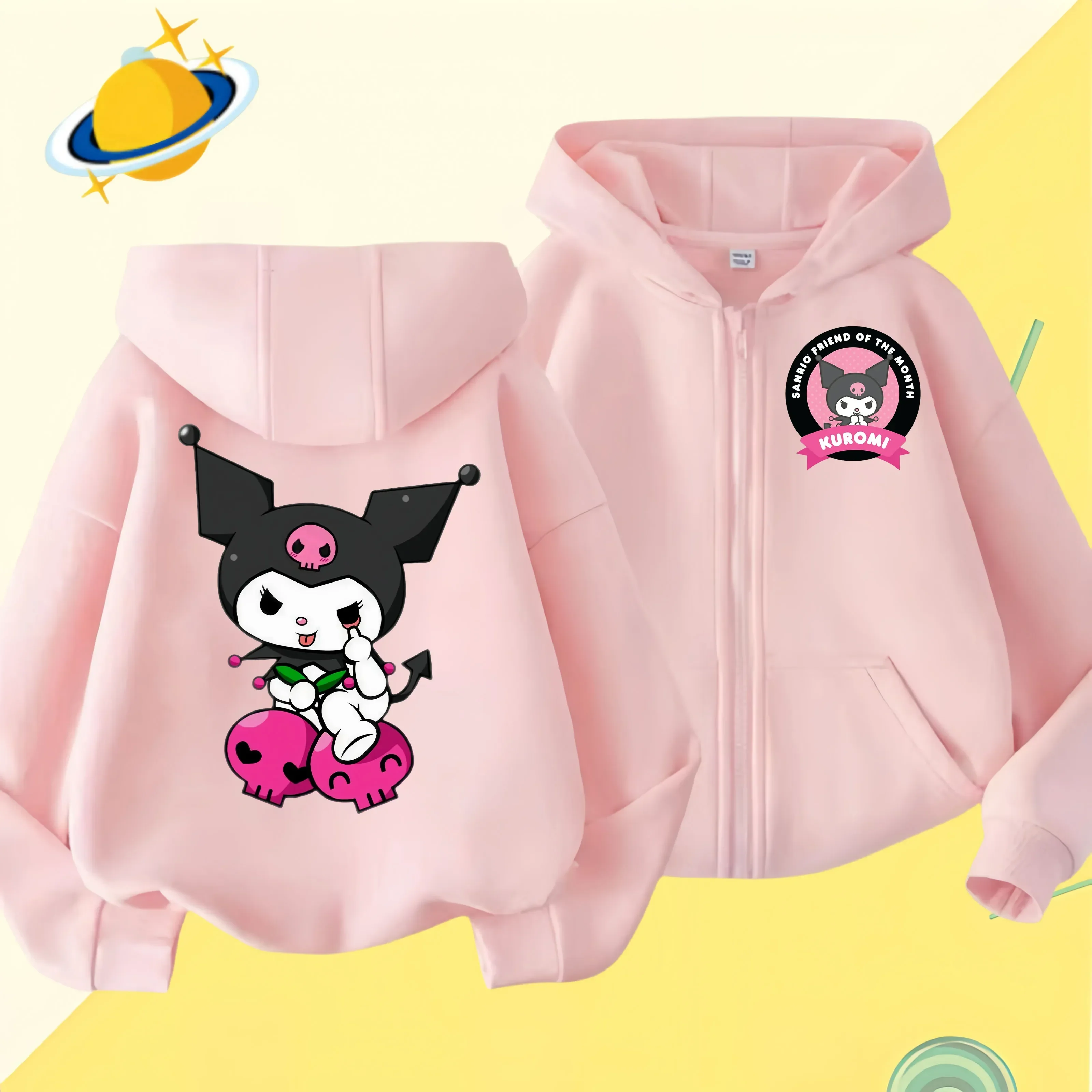 Kuromi Zipper Hoodies Girls Cinnamoroll Family Sweatshirt Autumn And Winter Long Sleeve Kuromi Harajuku Pullovers Casual Hooded