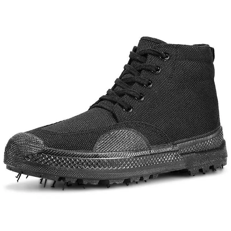 Men's High-Top Canvas Labor Protection Shoes Anti-Slip Wear-Resistant Breathable Farm Shoes Casual Work Shoes round Toe Rubbe...