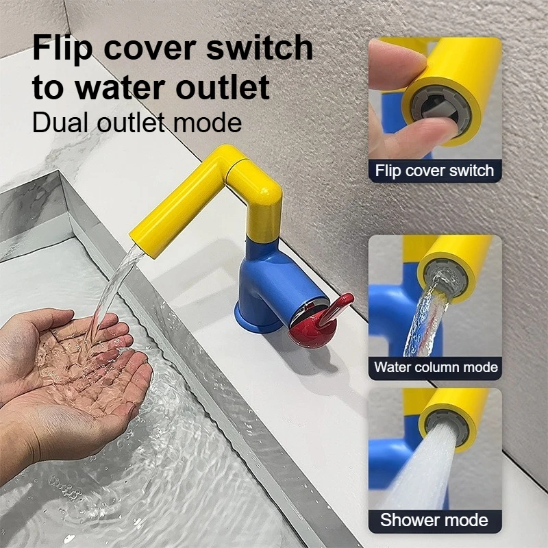 dopamine-colored-basin-faucets-cold-and-hot-water-faucet-rotatable-splash-proof-suitable-for-bathroom-washbasins-and-sinks