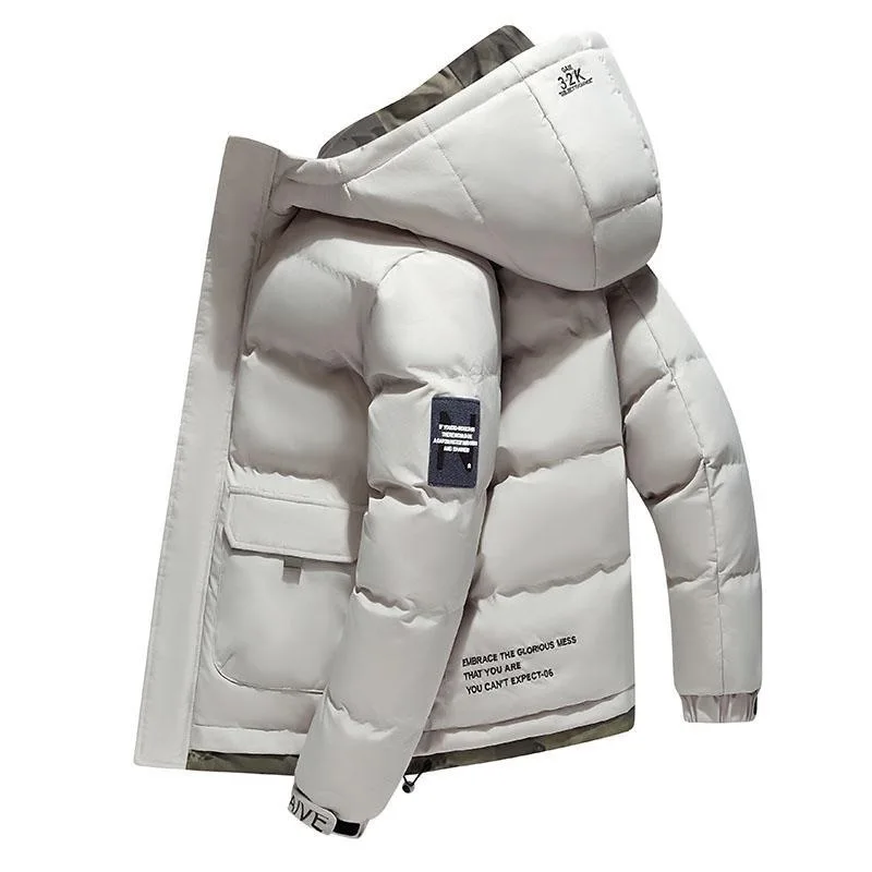 

Men's Hooded Winter Jacket Cotton Padded Coat Outdoor Wear Resistant Long Style Couple's Fashion Medium Antique Style