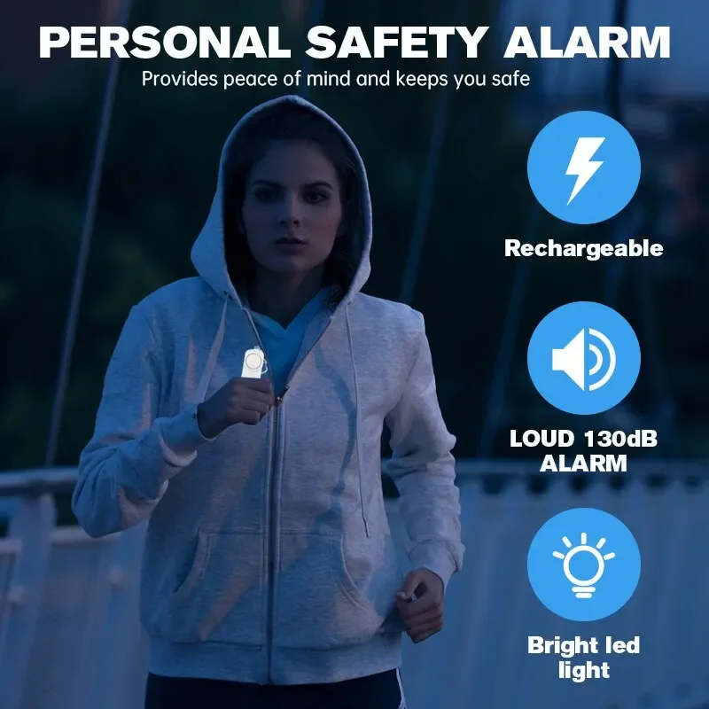 WSDCAM 130dB Personal Security Alarm  Anti Attack Emergency Alarm Portable Personal Safety Alarm with Keychain For Kids ,Women