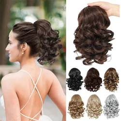 Synthetic short wave curly drawstring ponytail hair extensions suitable for daily use parties and gatherings for women