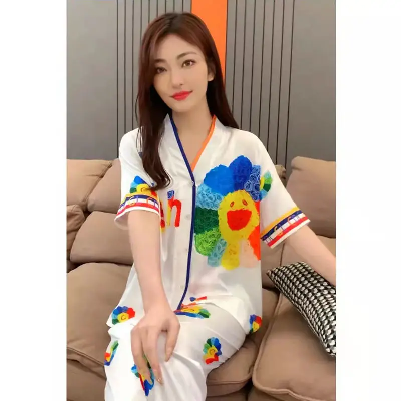 

Pajama Pants Set Women's Clothing Homewear Summer Light Luxury Comfort Stylish Simple Casual Breathable Relaxed Korean Version