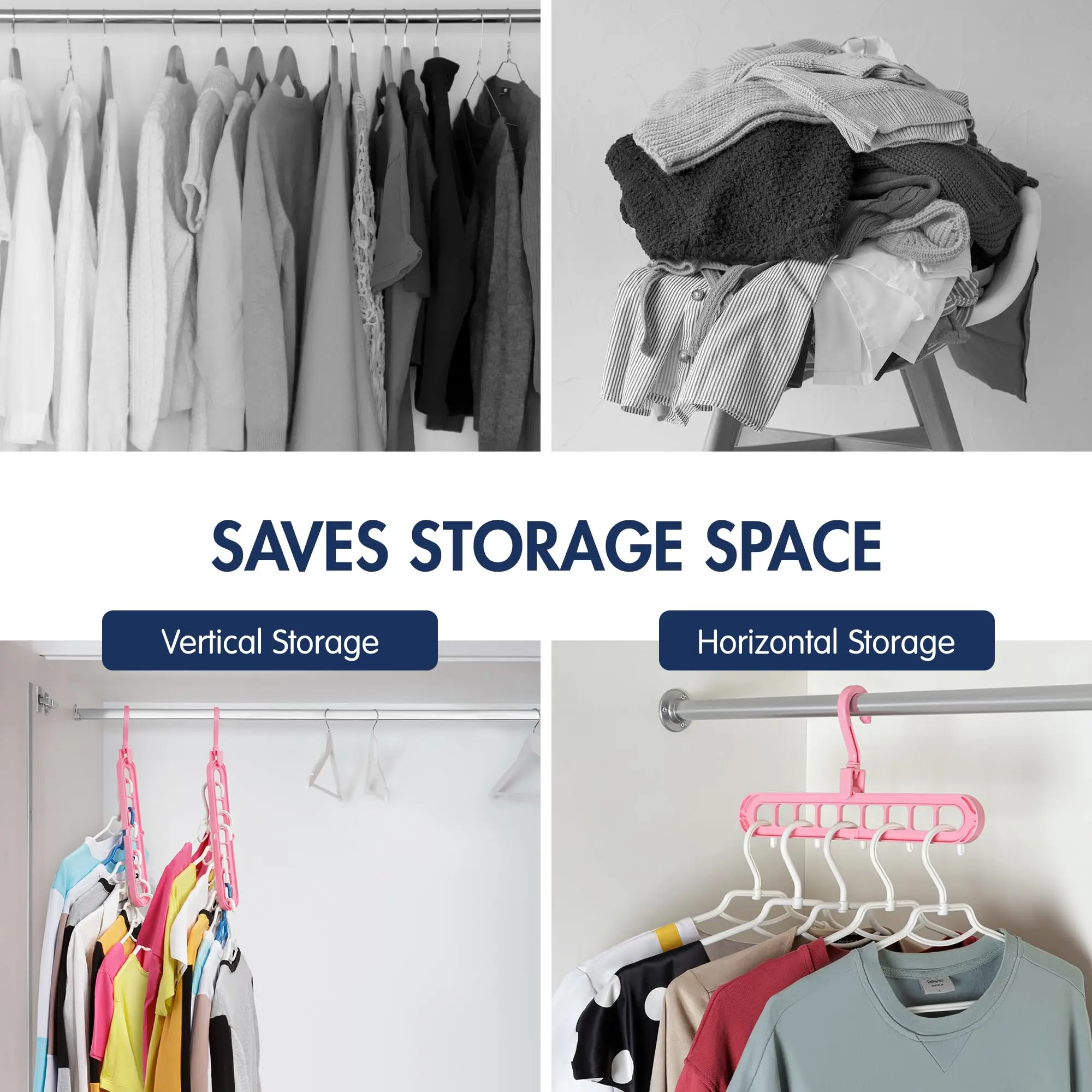 6 Pack Multifunctional Organizer Magic Space Saving Hangers with 9 Holes Storage Organization for Wardrobe Closet