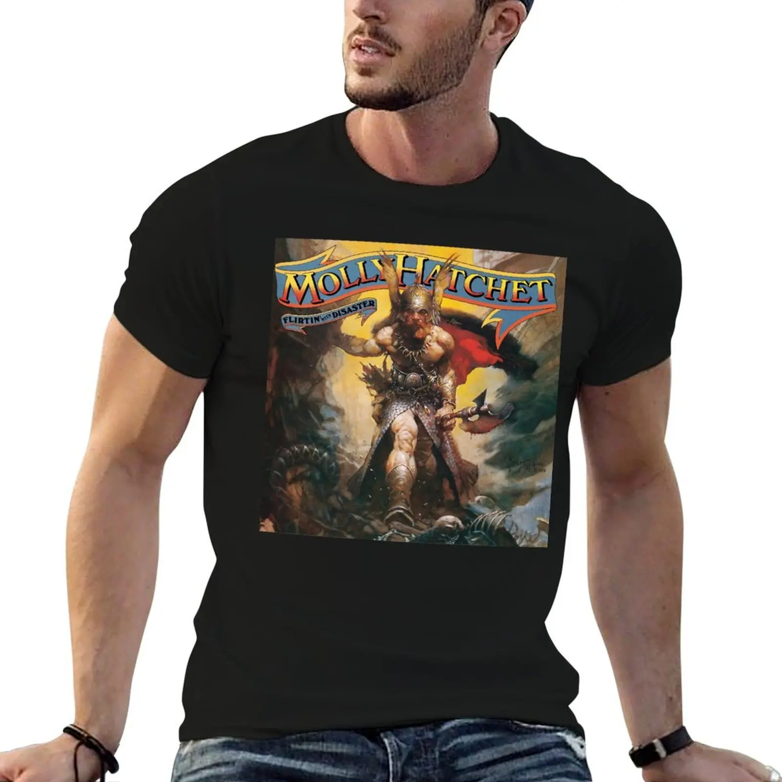 Album Flirtin&x27; With Disaster by Molly Hatchet Classic T-Shirt Casual Soft Cotton Short Sleeve Tee
