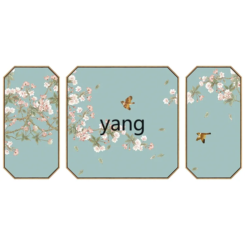 LH  new Chinese style living room wall decoration painting sofa background wall flower and bird mural