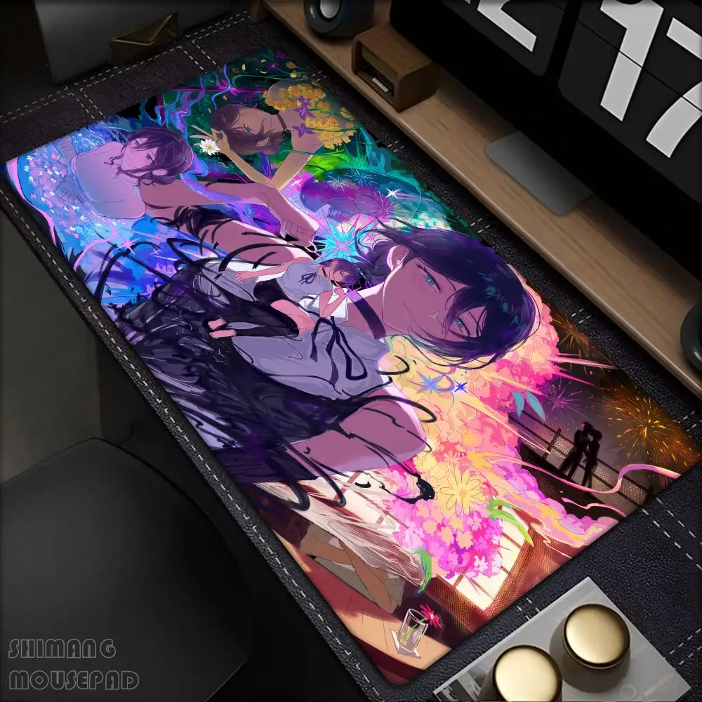 

Mouse Pad Laptop Kawaii Anime Girl Reze Keyboard Pad PC Black and White Flower Desktop Mouse Mat C-chainsaw Man Gaming Mousepad