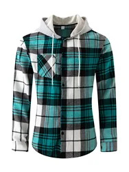 Autumn And Winter Casual Men's Fashion New Warm Hooded Pocket Plaid Long-Sleeved Comfortable Top Single-Breasted Hoodie