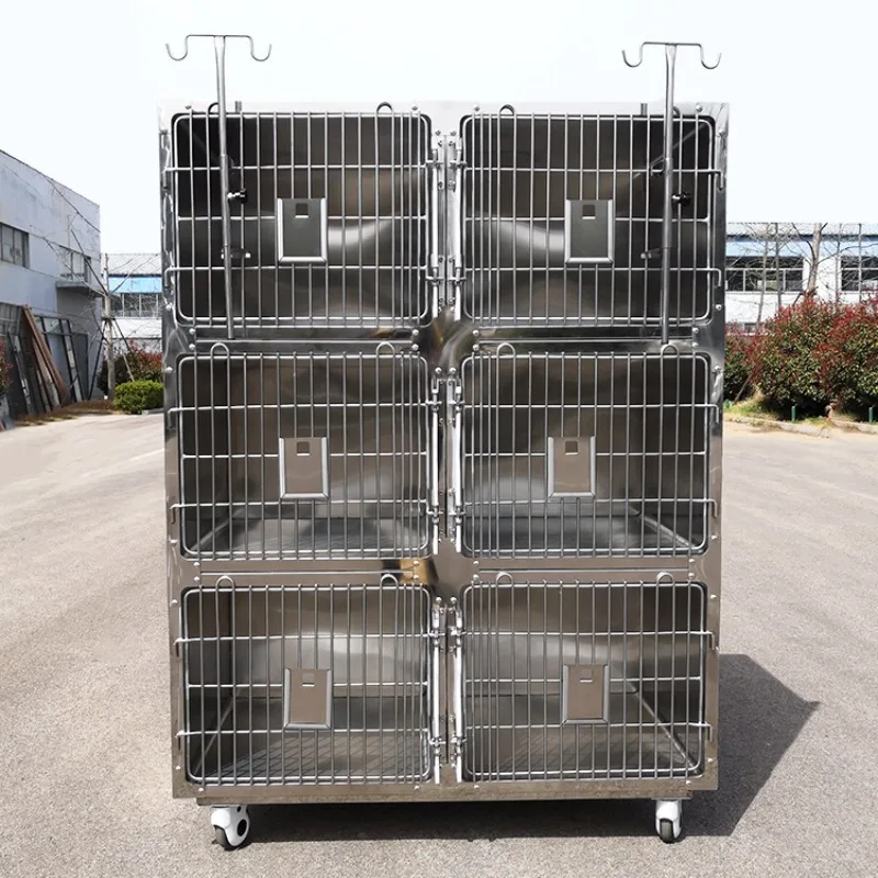 Veterinary Equipment Stackable Stainless Steel Cat Breeding Kennels Breathable Dog Crates for Medical Use