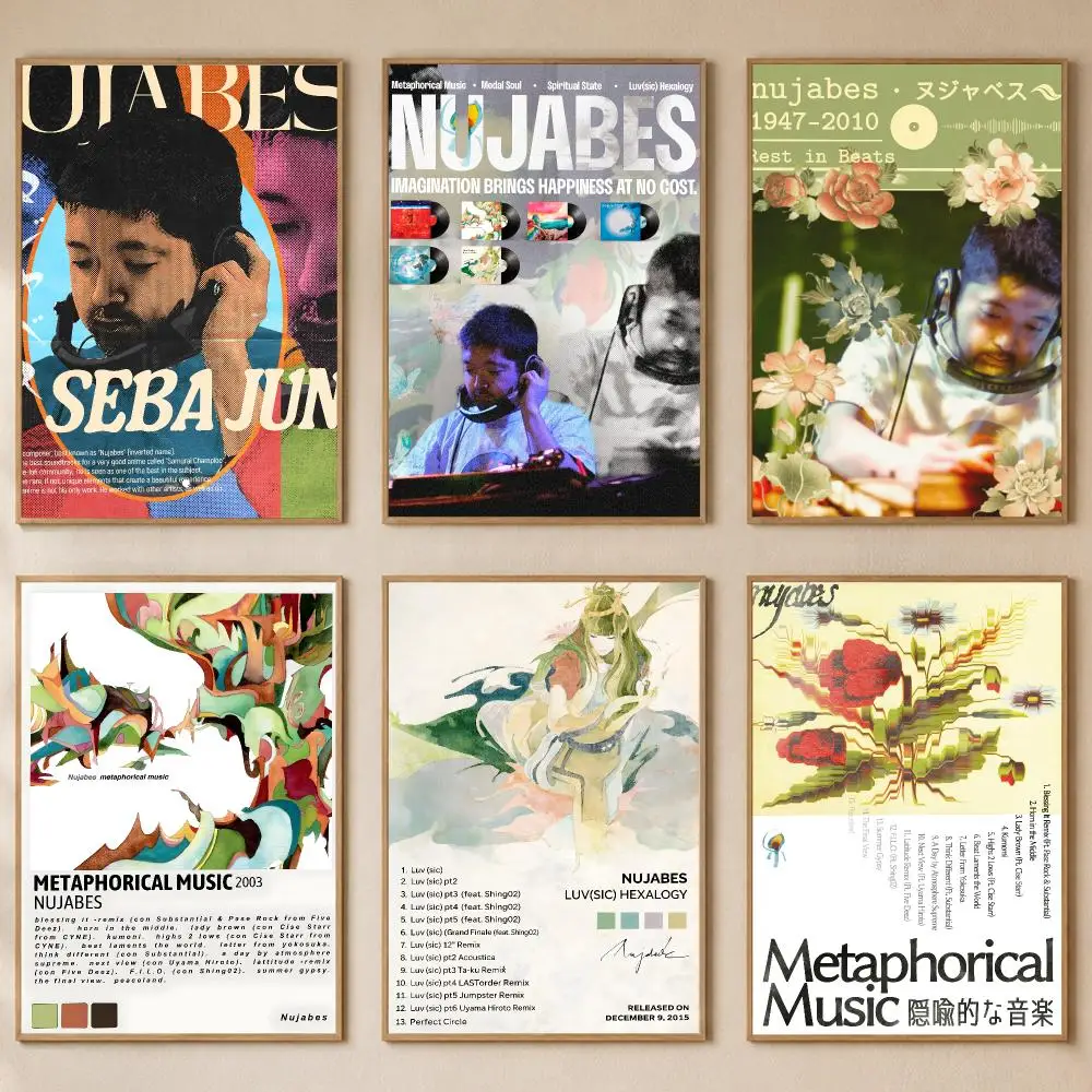 Producer N-Nujabes Poster PP Self-Adhesive Wall Sticker Bedroom Gaming Cafe/Bar Vintage Aesthetic Decor Ideal Gift