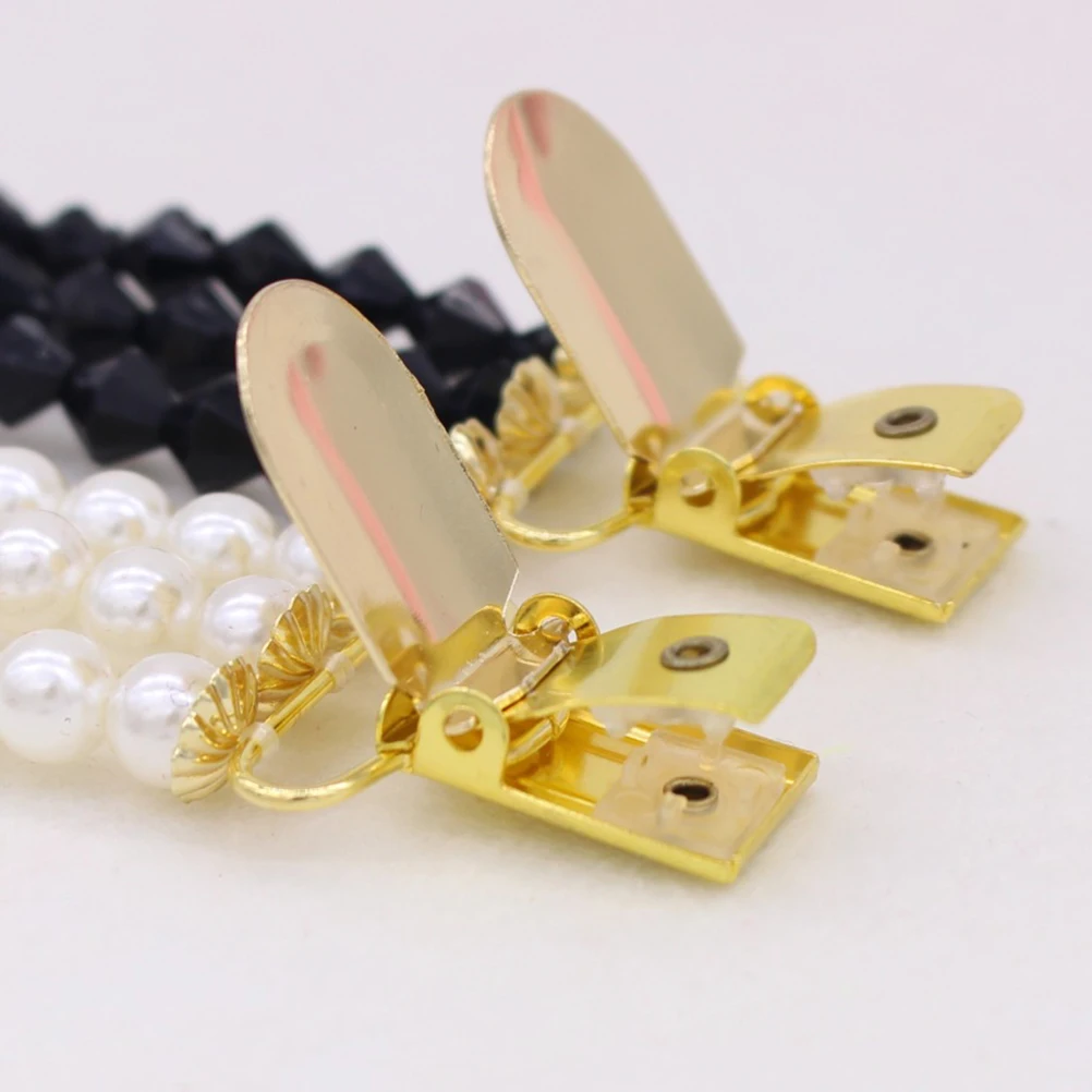 

2Pcs Gold Duckbill Buckles Pearl Sweater Clips Cardigan Clips Chain Buckle Easy Wear Non-Damaging Clasp for Cardigans Jackets