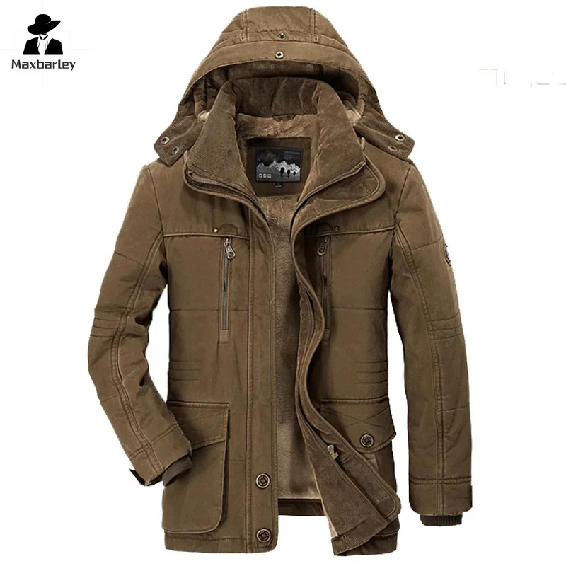 Men Long Winter Coats Down Jackets Hooded Casual Warm Parkas 7XL Good Quality Male Fit Winter Coats Multi-pocket Cargo Jackets