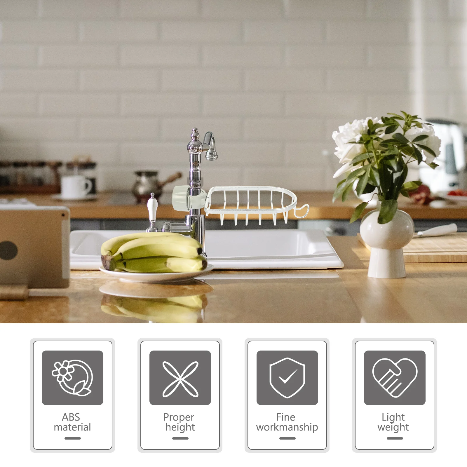 

Hanging Faucet Drain Kitchen Organizer Sink Cleaning Cloth Rack Drain Shelf For Sponge Shampoo Storage Aluminum Abs