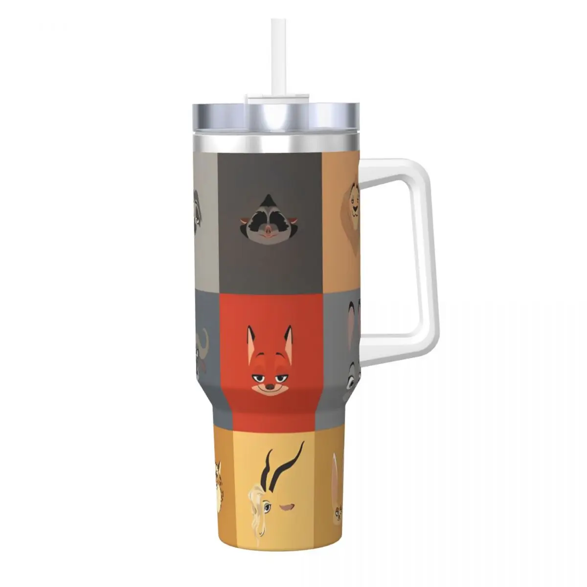 Stainless Steel Tumbler Zootopia Car Mugs With Straws Camping Hot Drinks Water Bottle Leakproof Large Thermal Mug