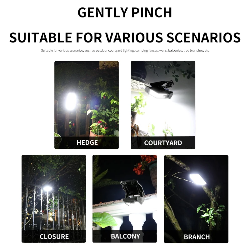 1pc Outdoor Solar Clip Light LED Sensor Garden Light Garage Light for Travelling, Camping, Hiking