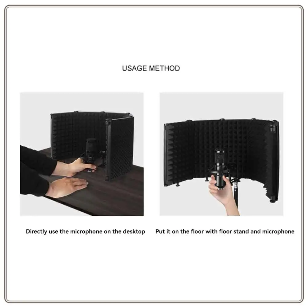 Надежный изоляционный щиток для микрофона, складной микрофонный щиток с тройной звукоизоляцией для студии звукозаписи, подкастов, пения, микрофона