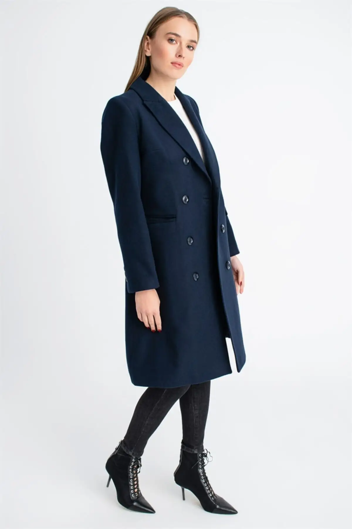 Manteau boutonné à manches longues, bleu marine, épais, élégant, utile, mode hiver automne 2021