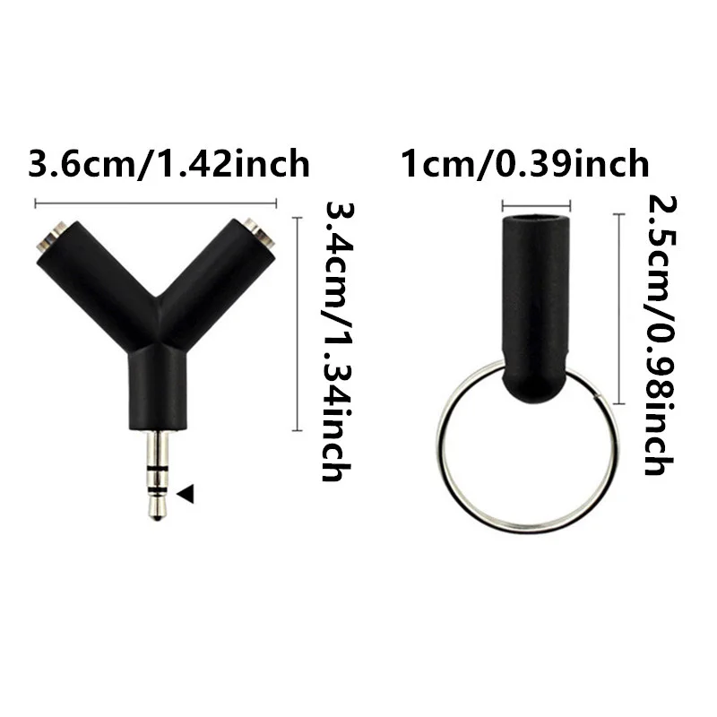 2pcs 3.5mm Stereo Audio Y-type 2 Female To 1 Male Cable Adapter For Two Headphones One Point Two Audio Headphone Adapter
