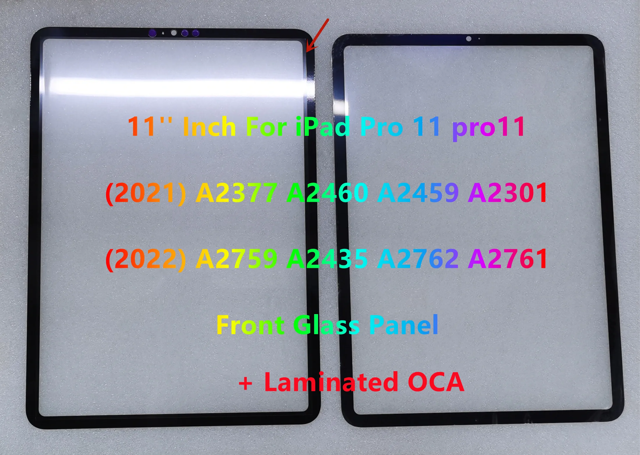 11inch For IPad pro 11 pro11 3th(2021) A2377 A2460 A2459 A2301 4th(2022) A2435 A2759 A2761 A2762 Front Glass Panel With OCA Glue