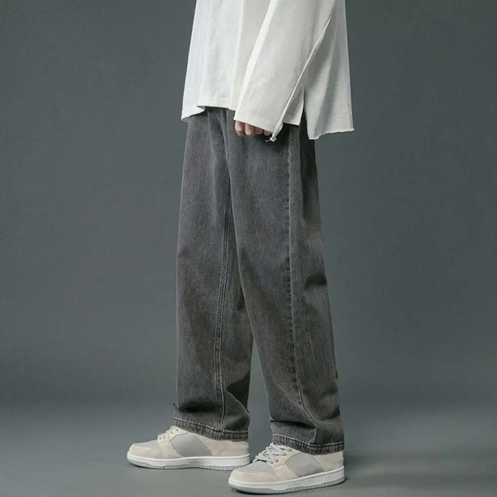 Jean en Denim Confortable pour Homme, Pantalon à Jambes Larges avec Poches, Style Hip Hop, Décontracté, Printemps, Automne