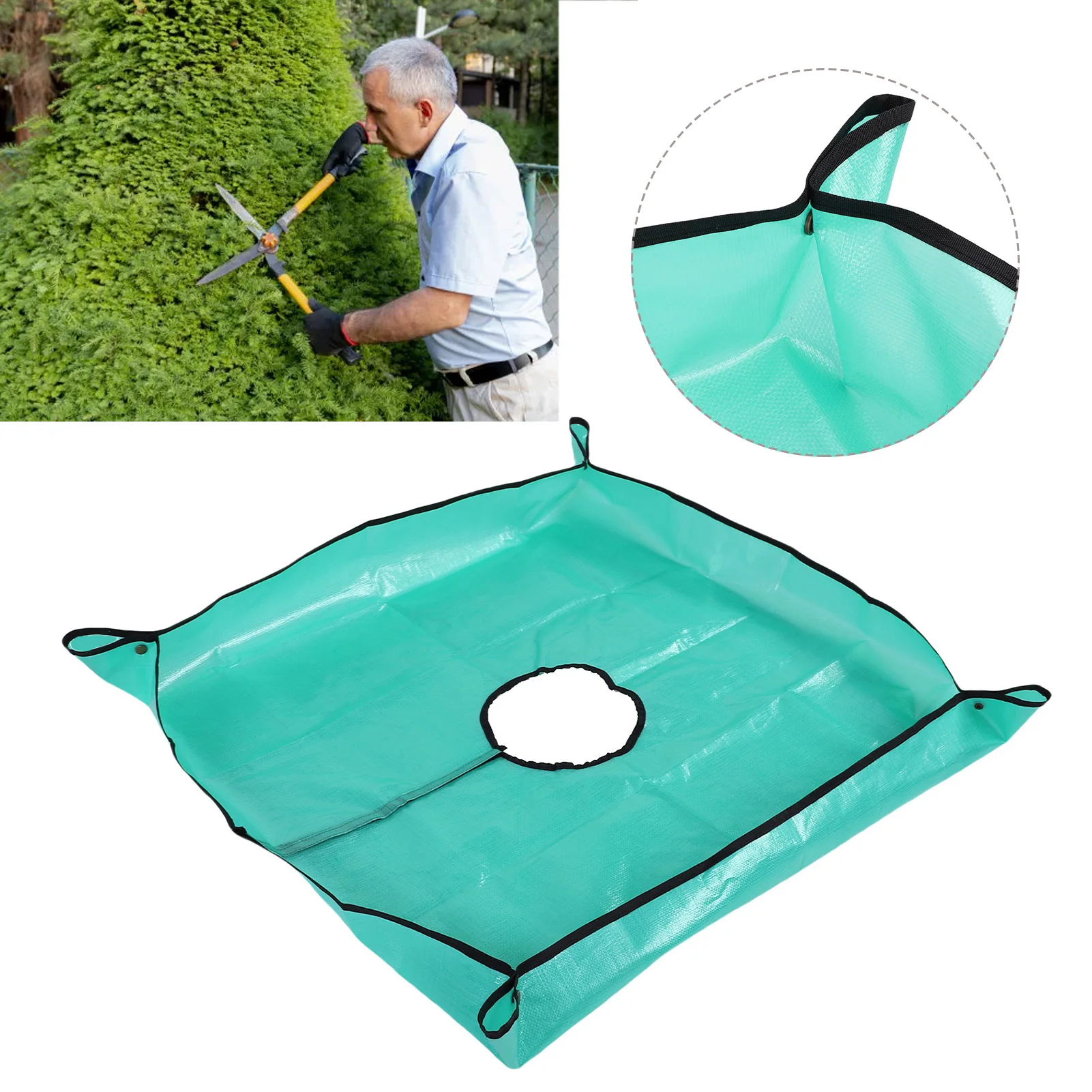 7.8in Landscape Trimming Tarp Landscape Tarp Hole Water Proof Pruning Tarp with 4 Corner Buckle for Bush Shrub Tree Trimming