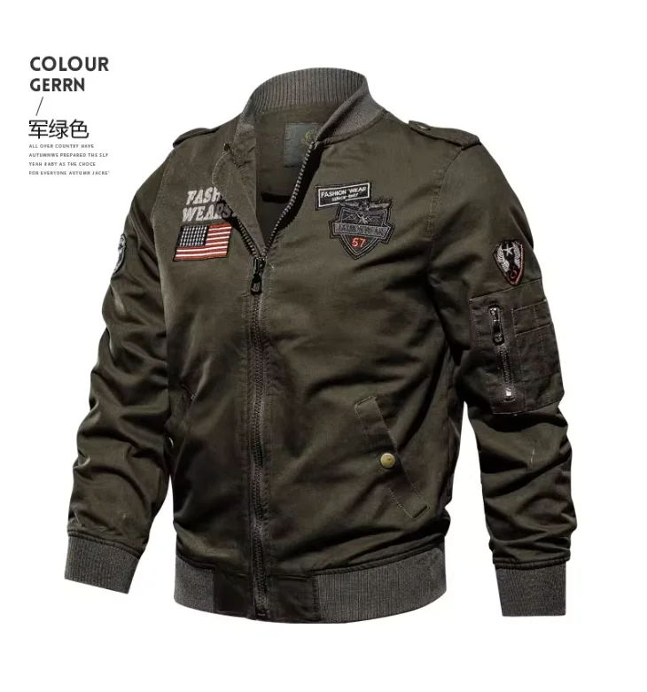 

US Air Force Flying Tigers Coat Shark Head Embroidered Logo Flight Jacket