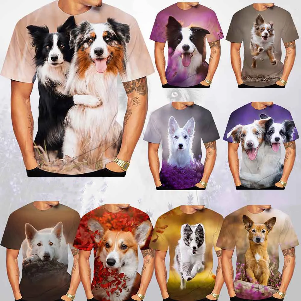 Cute German Shepherd Dog 3D Printed T Shirt for Men/women Round Neck Short-Sleeved T-Shirt Unisex Fashion T Shirt Summer Tops