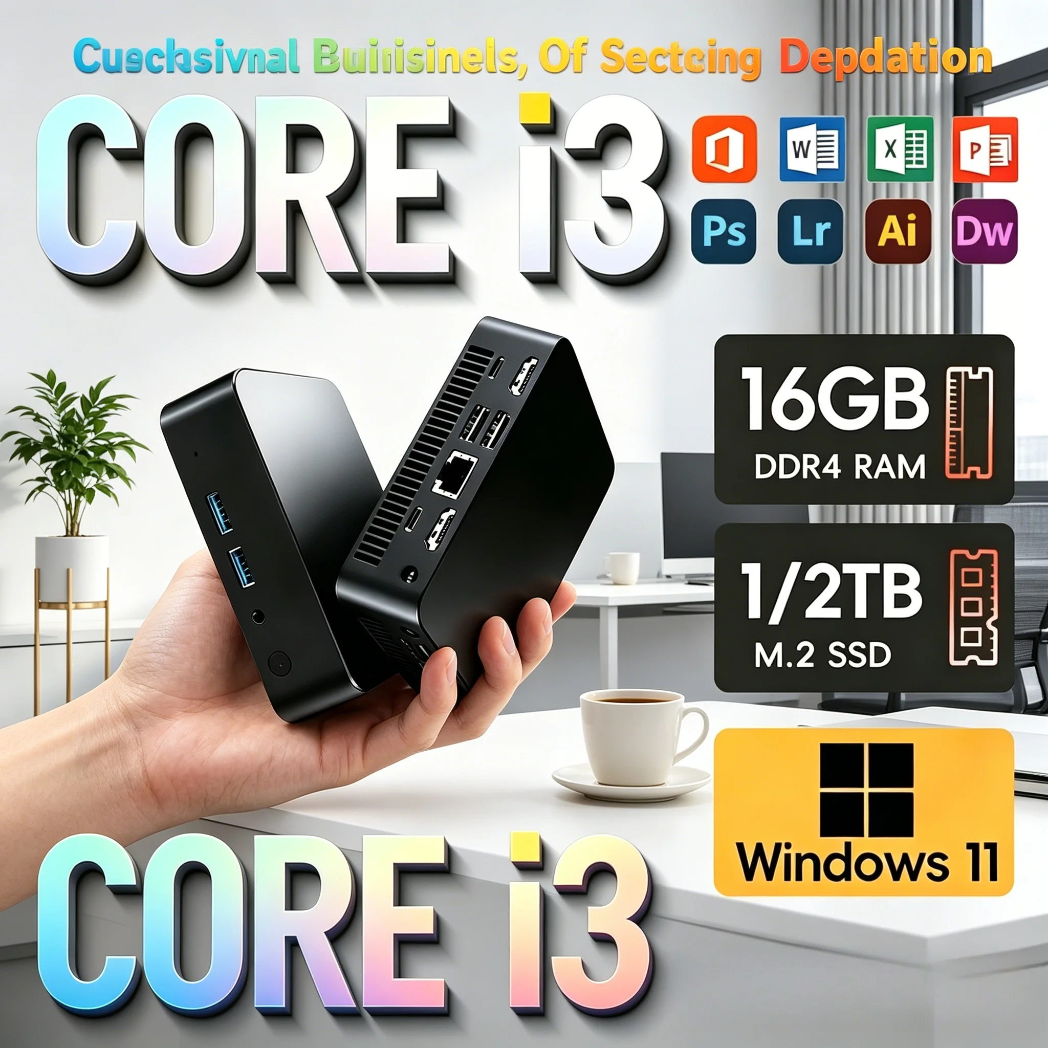 Laptop Dual Core i3 Mini Desktop PC i3-6006U/i3-6100 Optional 16GB RAM High Speed M.2 SSD 4K HD Home Office Mini Host