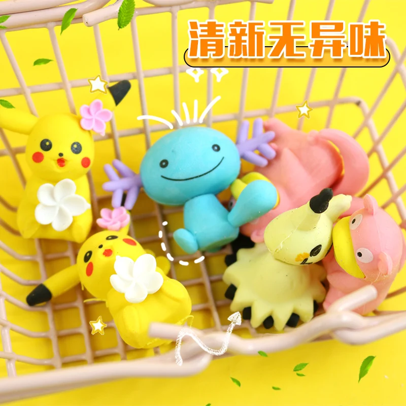 Anime Pokemon Blind Box Eraser Kawaii Pikachu Action Figure Model Doll Student Stationery Toy for Children Gift Desk Decoration