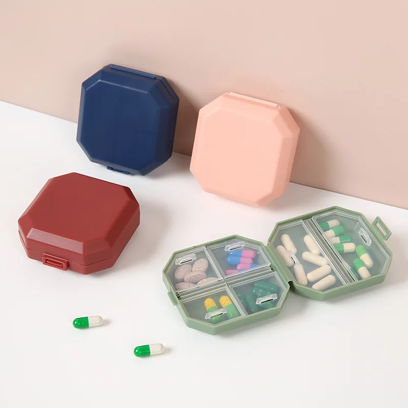 Mini Portable Pill Organizer 6 Grid Compartment Travel Pillbox Nordic Style Dispenser Medicine Boxes Dispensing Medical Kit