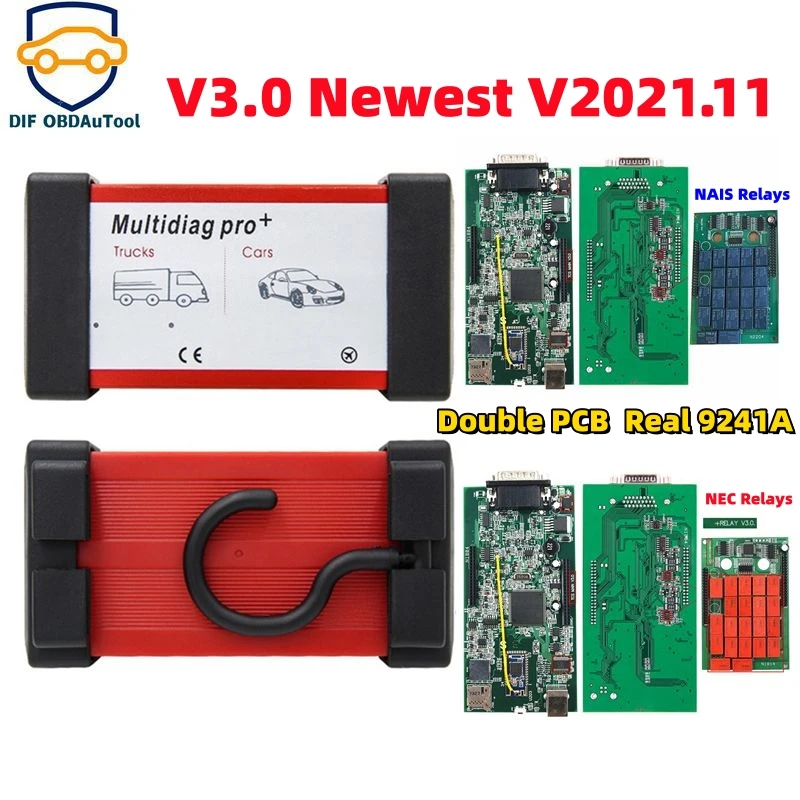 TCS V3.0 2021.11 Multidiag Pro+ Bluetooth Double PCB NEC/NAIS Relays 9241A Real VD150 Free Keygen for Cars/Trucks obd2 Scanner