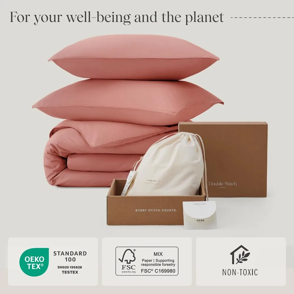 Bedsure Percale Duvet Cover - Cotton Tencel Lyocell, Crisp Breathable, Hotel Collection, Duvet Cover, 2 Shams, Beding Set