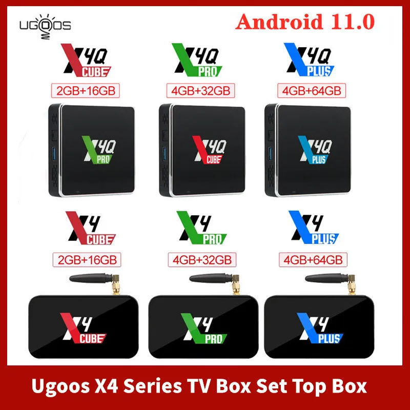 Ugoos X4Q Pro Smart TV Box Android 11 Set Top Box X4Q Pro 4GB 32GB X4QPlus 4GB 64GB DDR4 Amlogic S905X4 WiFi BT5.1 1000M 4K