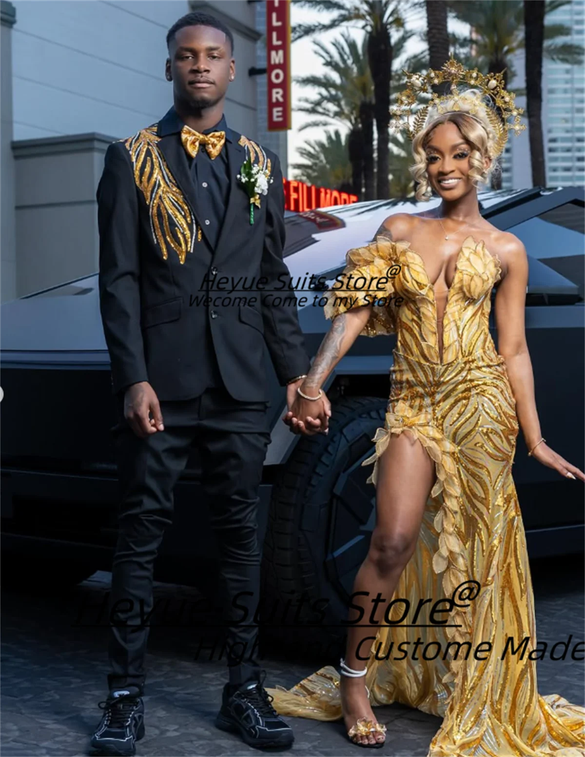 

Великолепные элегантные мужские костюмы с золотой вышивкой, облегающие свадебные смокинги для жениха с зубчатыми лацканами, комплекты из 2 предметов, мужские пиджаки для выпускного вечера