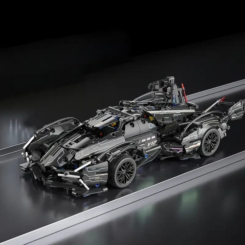 1263피스 패셔너블하고 멋진 블랙 앤 골드 슈퍼카 블록 세트, 고품질 ABS 플라스틱 DIY 조립 장난감 자동차