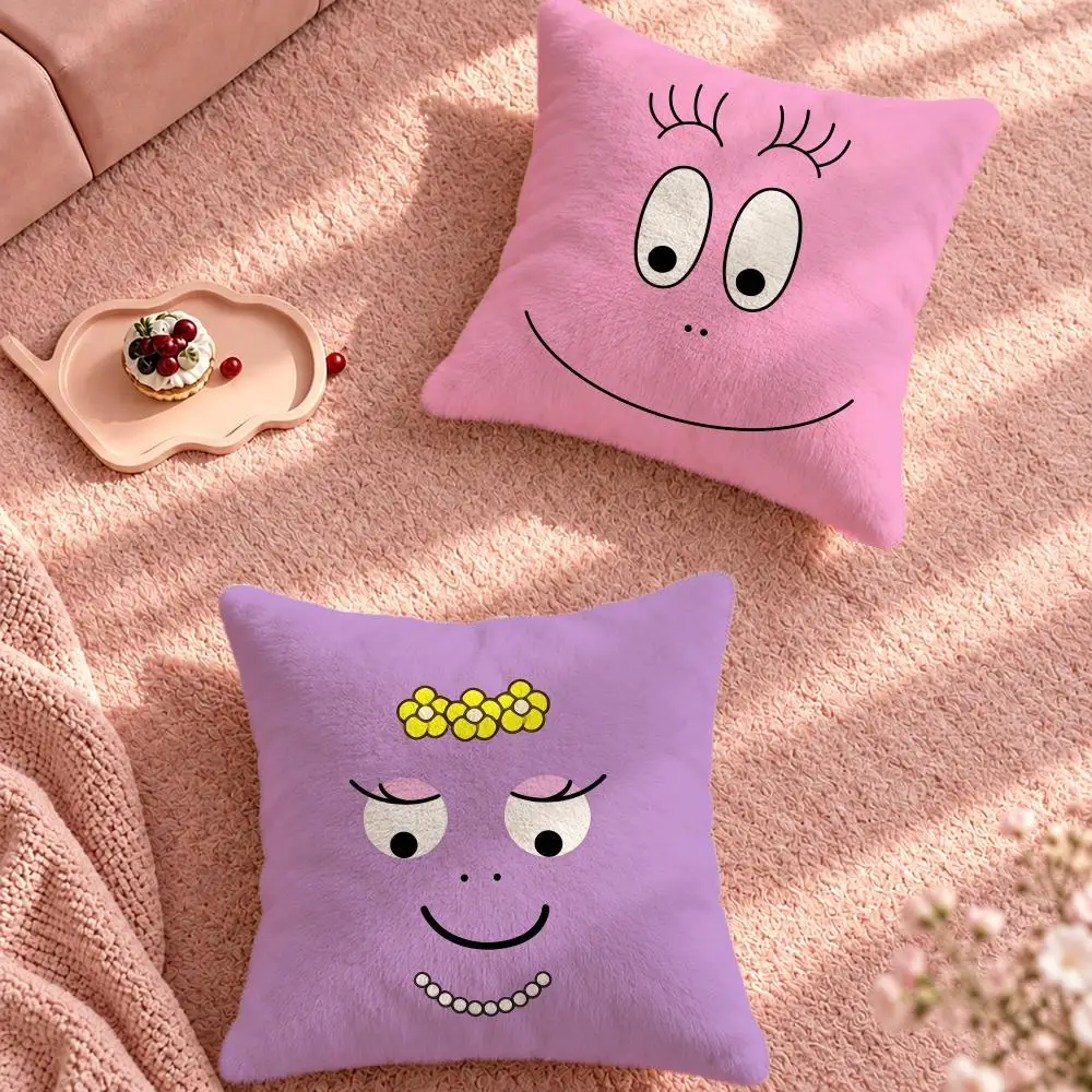 Cartoon Cute Family Barbapapa Cushion Cover Cute Cartoon Throw Pillow Cover Soft Plush Cushion Cover Sofa Bedroom Home Decor