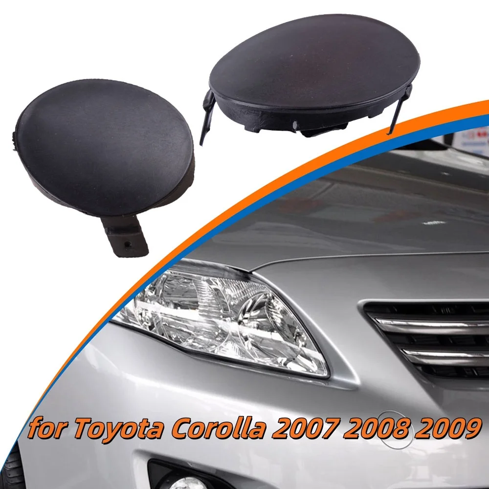 

1 Pair Left & Right Front Bumper Tow Hook Black Plastic Cover Cap 52128-02910 Auto Accessories for Toyota Corolla 2007 2008 2009