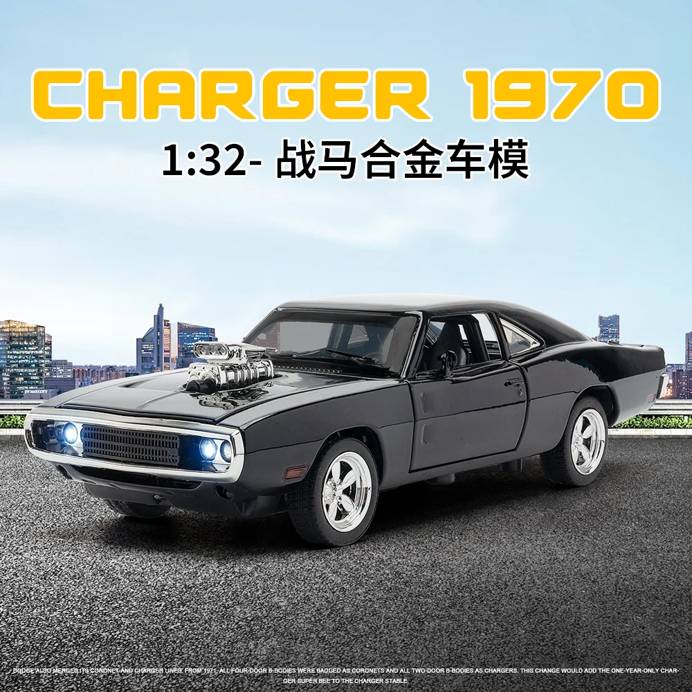 1:32 1970 Oplader Simulatie Legering Sportwagen Model Geluid Licht Trek Auto Collectie Cadeau Kinderspeelgoed